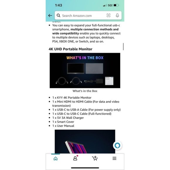 KYY 4K Portable Monitor 15.6” - Picture 9 of 10